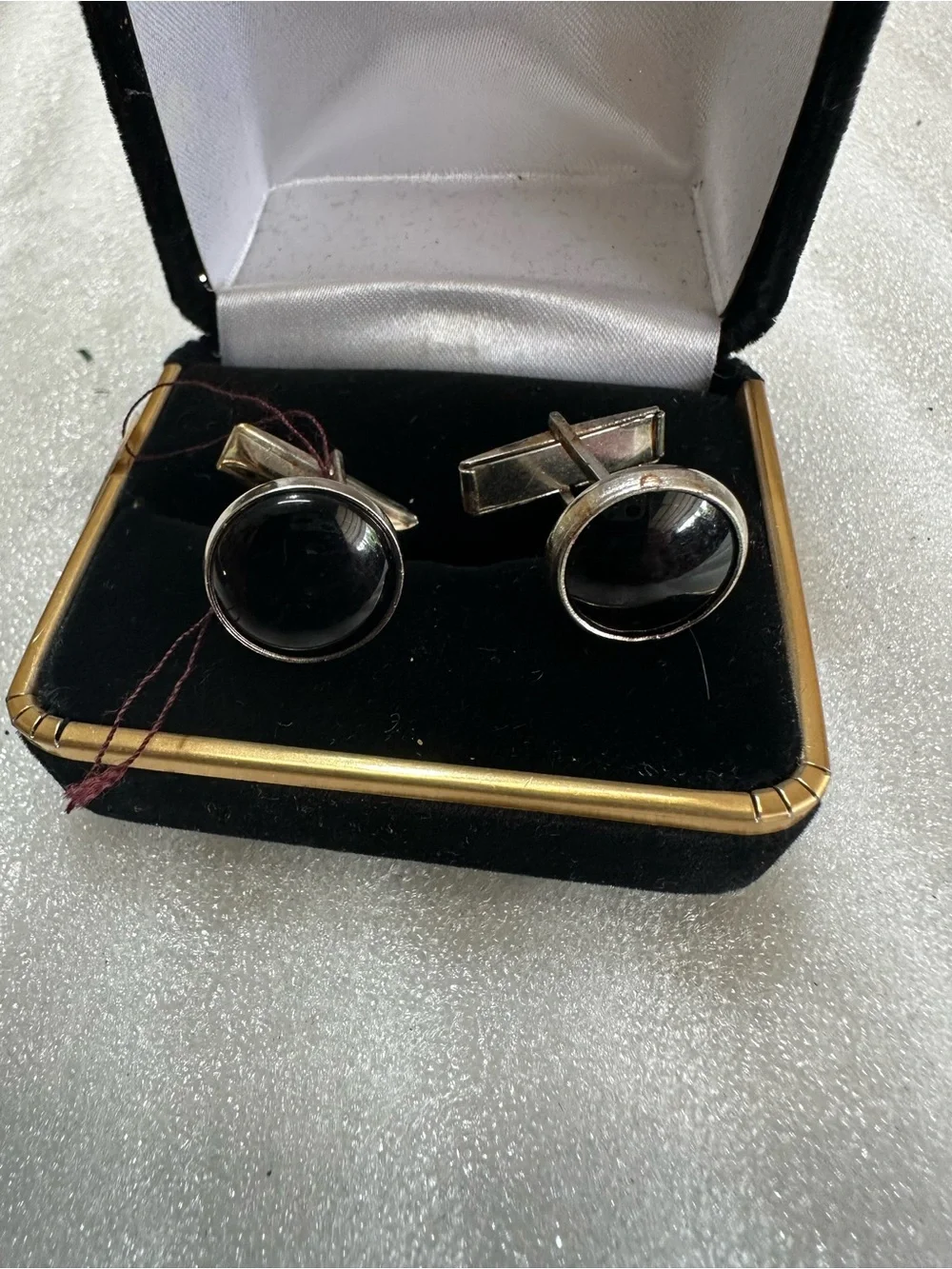 Men's Vintage Black Onyx Silver Cufflinks